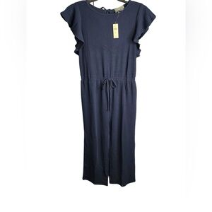 Navy Blue Ruffle Sleeve Jumpsuit